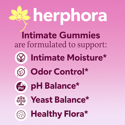 Herphora Balance Gummies - Feminine Probiotic with Slippery Elm for pH Balance, Gut Health & Intimate Support