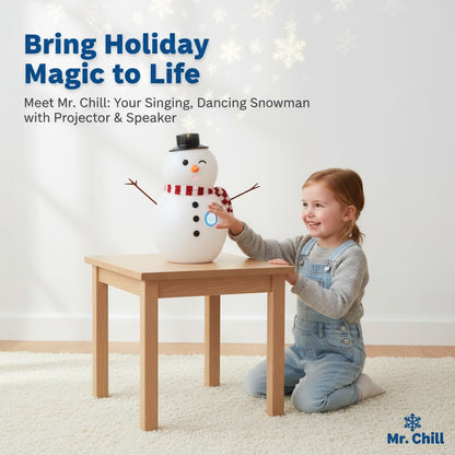 Mr. Chill - Talking Animated Blink Snowman with Built in Projector & Speaker Plug'n Play